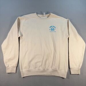VTG Jerzees NuBlend Lake Days Bear Hollow Graphic Sweatshirt Cream Mens Medium